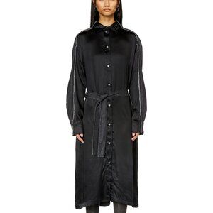 NEW DIESEL D-Paige Stram Silk/Denim Midi Dress in Black Size 36IT US 2